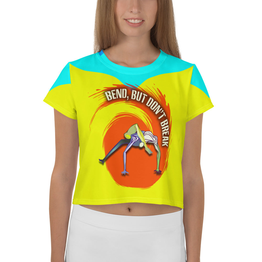 Breathe Deep Women's Crop Tee in soft cotton fabric.
