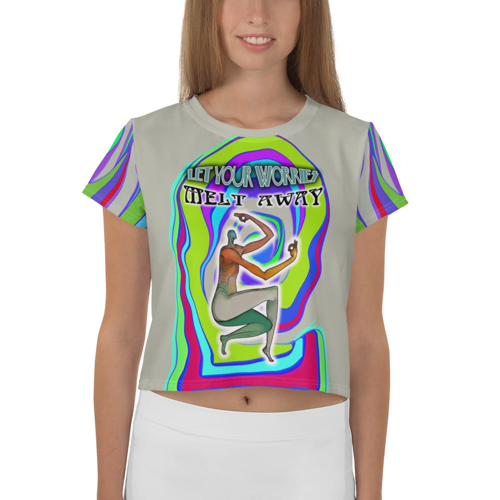 Mind Over Matter Women's Crop Tee in soft cotton fabric.
