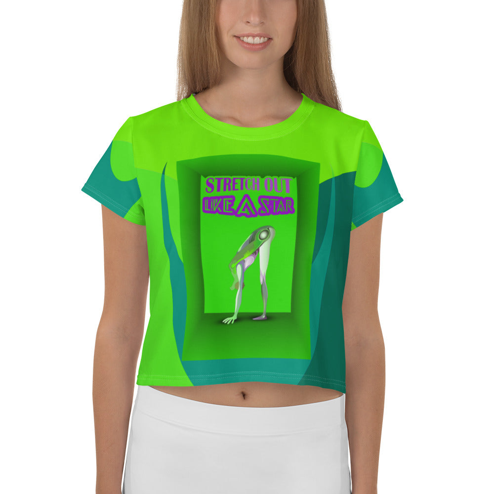 Peak Pose Women's Crop Tee in vibrant colors.