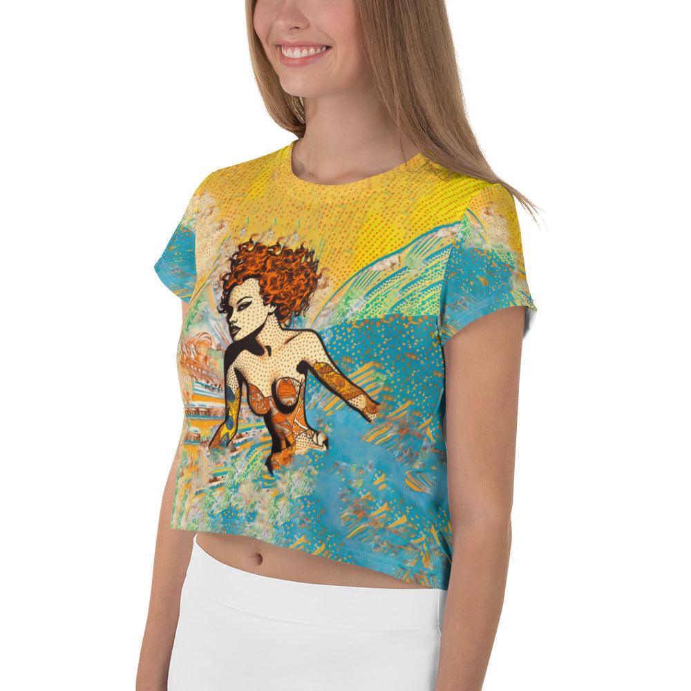 Vibrant and chic Surfing 5-24 Crop Tee for summer festivals and beach days