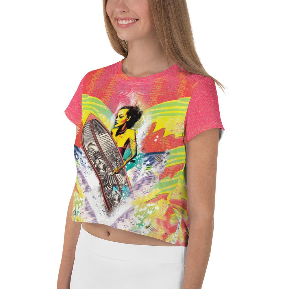 Vibrant and chic Surfing 5-29 Crop Tee for a bold statement on the beach