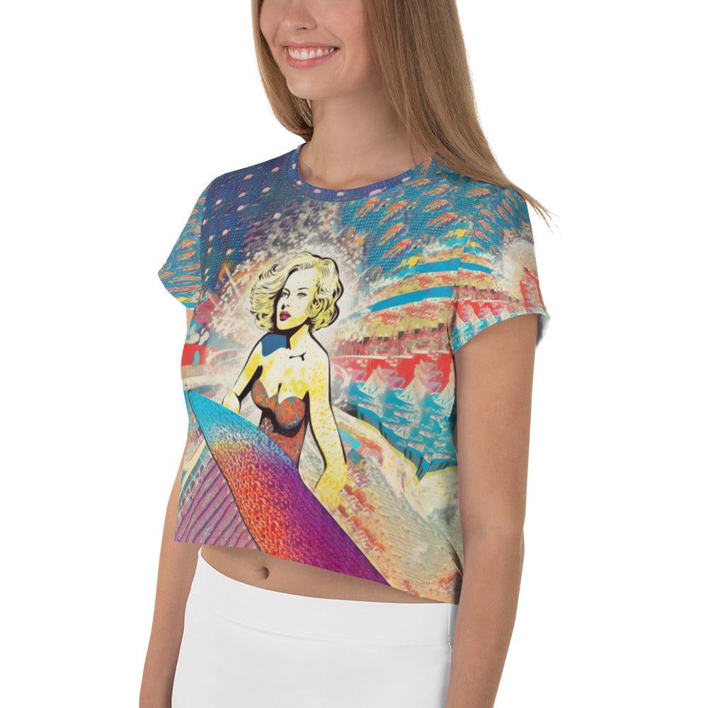 Surfing 1 26 All-Over Print Crop Tee - Beyond T-shirts