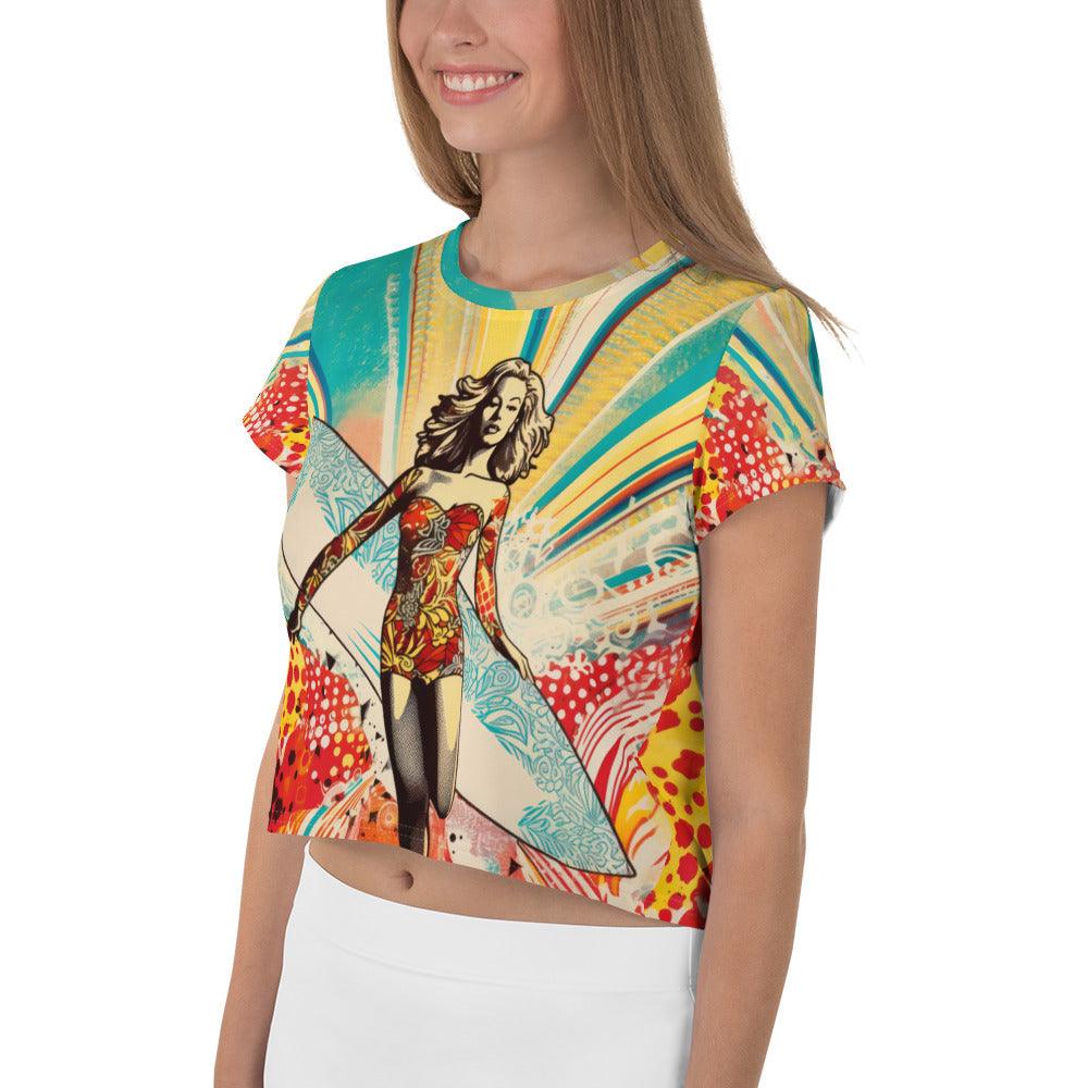 Tropical Surf Dreams Crop T-Shirt Dive Into Paradise - Beyond T-shirts