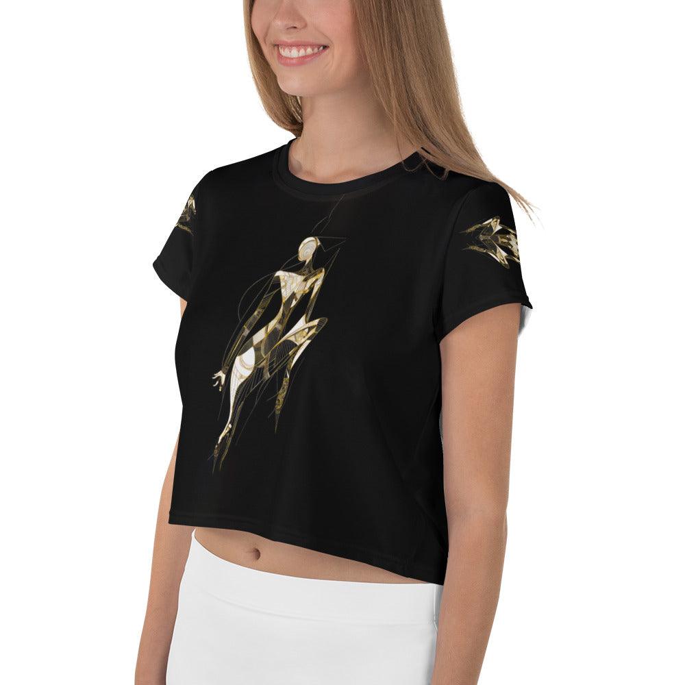 Futuristic Neon All-Over Print Women's Crop Tee - Beyond T-shirts