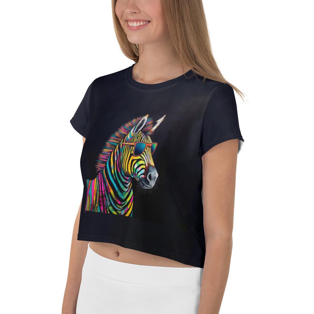 Zebra Stripes All-Over Print Crop T-Shirt" - Beyond T-shirts