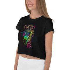 Zebra Harmony All-Over Print Crop T-Shirt - Beyond T-shirts