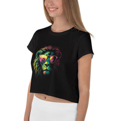 Regal Lion All-Over Print Crop T-Shirt - Beyond T-shirts