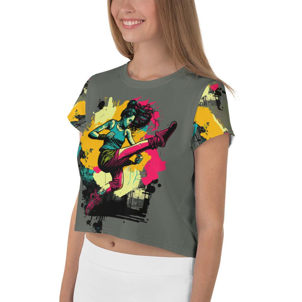 Kickboxing Elegance All-Over Print Crop Top - Beyond T-shirts