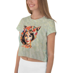 Harmonious Vibes Women's All-Over Print Crop T-Shirt - Beyond T-shirts