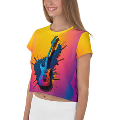 Retro Music Vibes Women's Crop Tee - All-Over Print - Beyond T-shirts