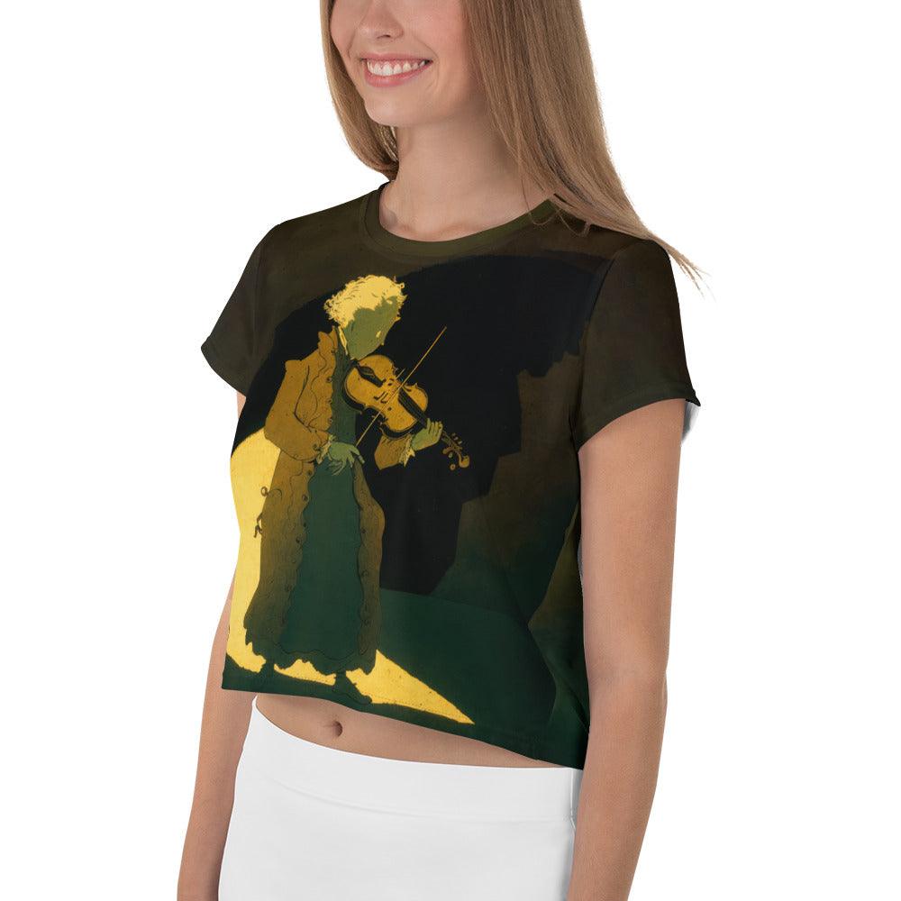 Electrifying Music Waves Crop Tee for Women - Beyond T-shirts