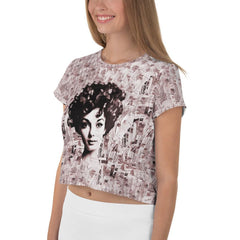 Rhythmic Whispers Women's All-Over Print Crop T-Shirt - Beyond T-shirts