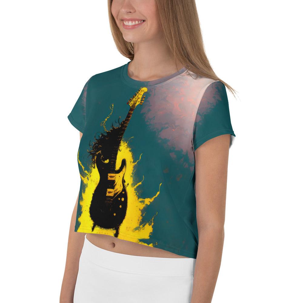 Music Vibes All-Over Print Women's Crop Tee - Beyond T-shirts