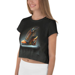 Sleek Futuristic Shoes Women's Crop Tee - Beyond T-shirts