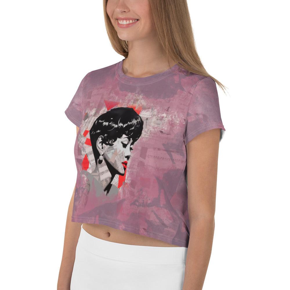 Piano Keys Elegance All-Over Print Crop T-Shirts - Beyond T-shirts