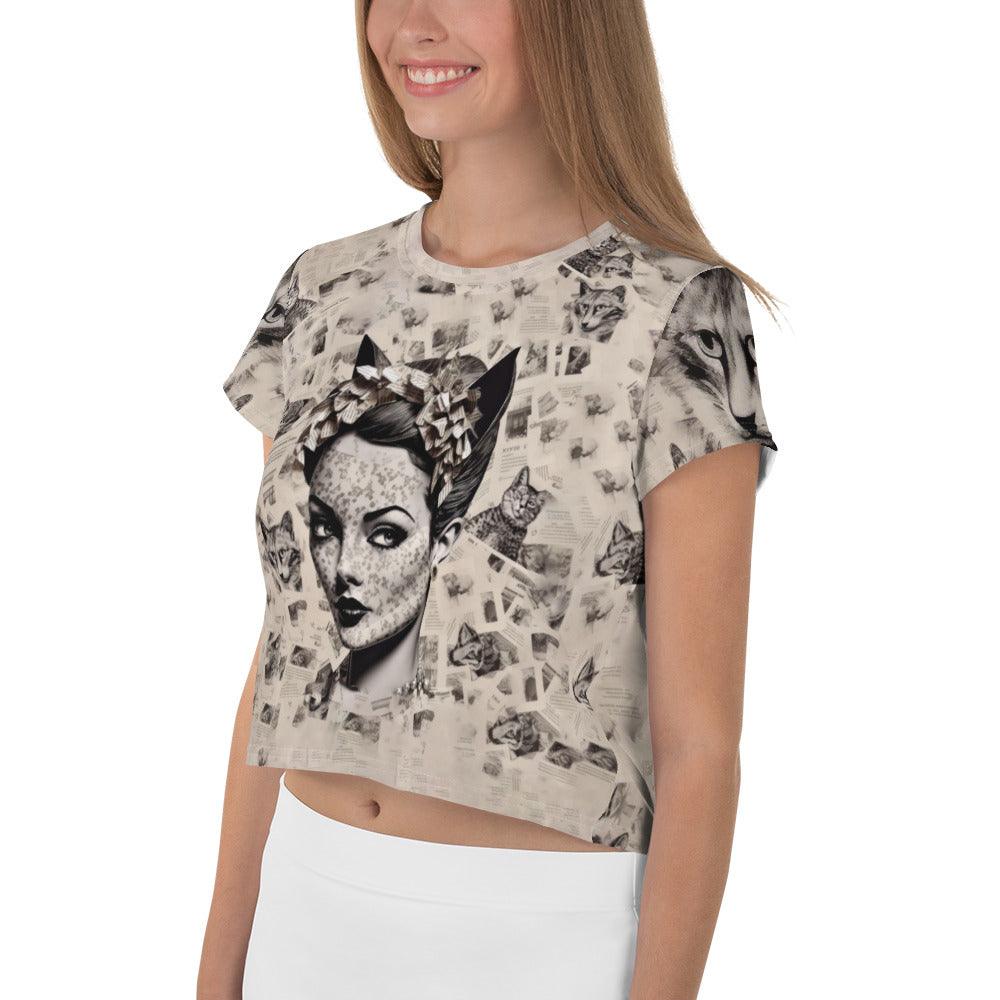 Abstract Music Fusion All-Over Print Crop T-Shirts - Beyond T-shirts