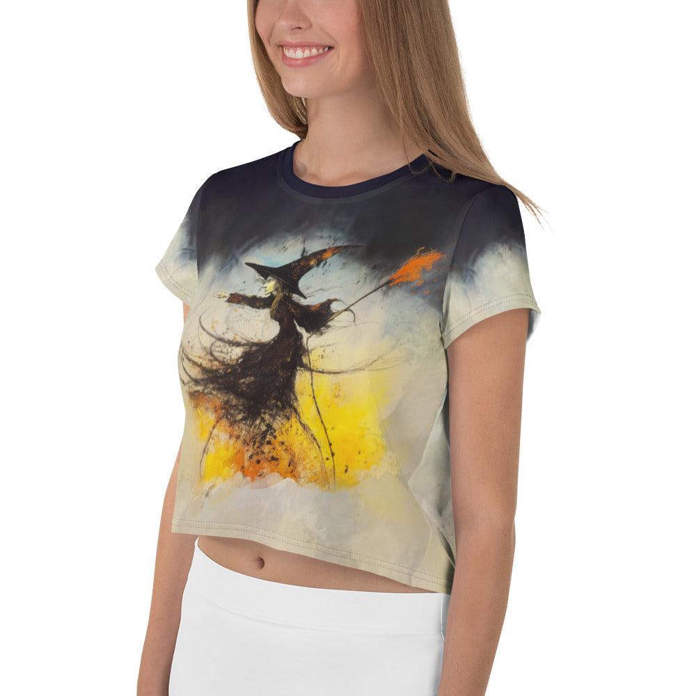 Vintage Halloween Vibes Women's All-Over Print Crop T-Shirt - Beyond T-shirts