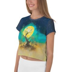 Glow In The Dark Ghouls Women's All-Over Print Crop T-Shirt - Beyond T-shirts