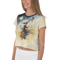 Haunted House Party Women's All-Over Print Crop T-Shirt - Beyond T-shirts