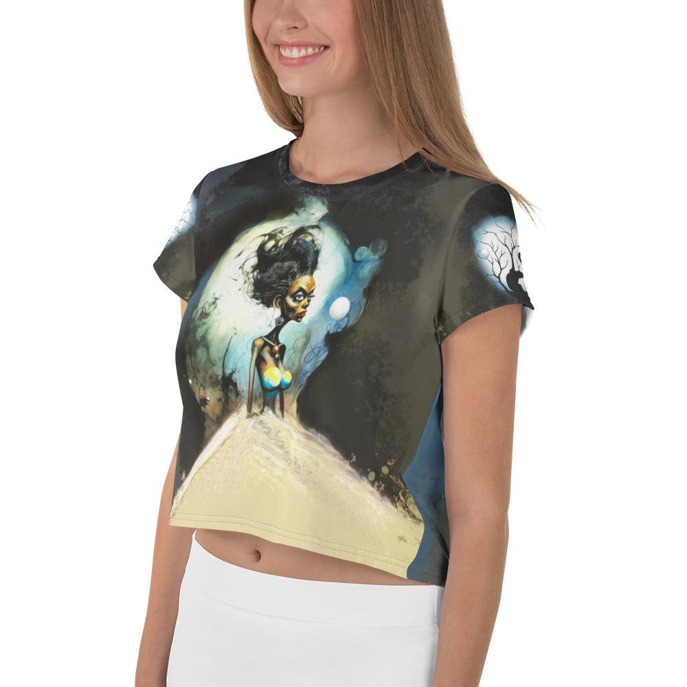 Ghostly Greetings Women's All-Over Print Crop T-Shirt - Beyond T-shirts