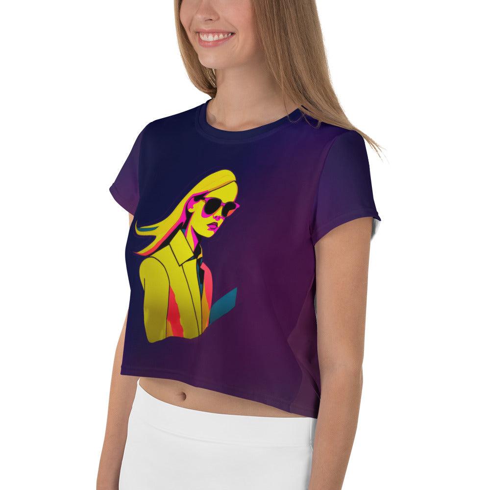 Rock 'n' Roll Rebel Women's All-Over Print Crop T-Shirt - Beyond T-shirts