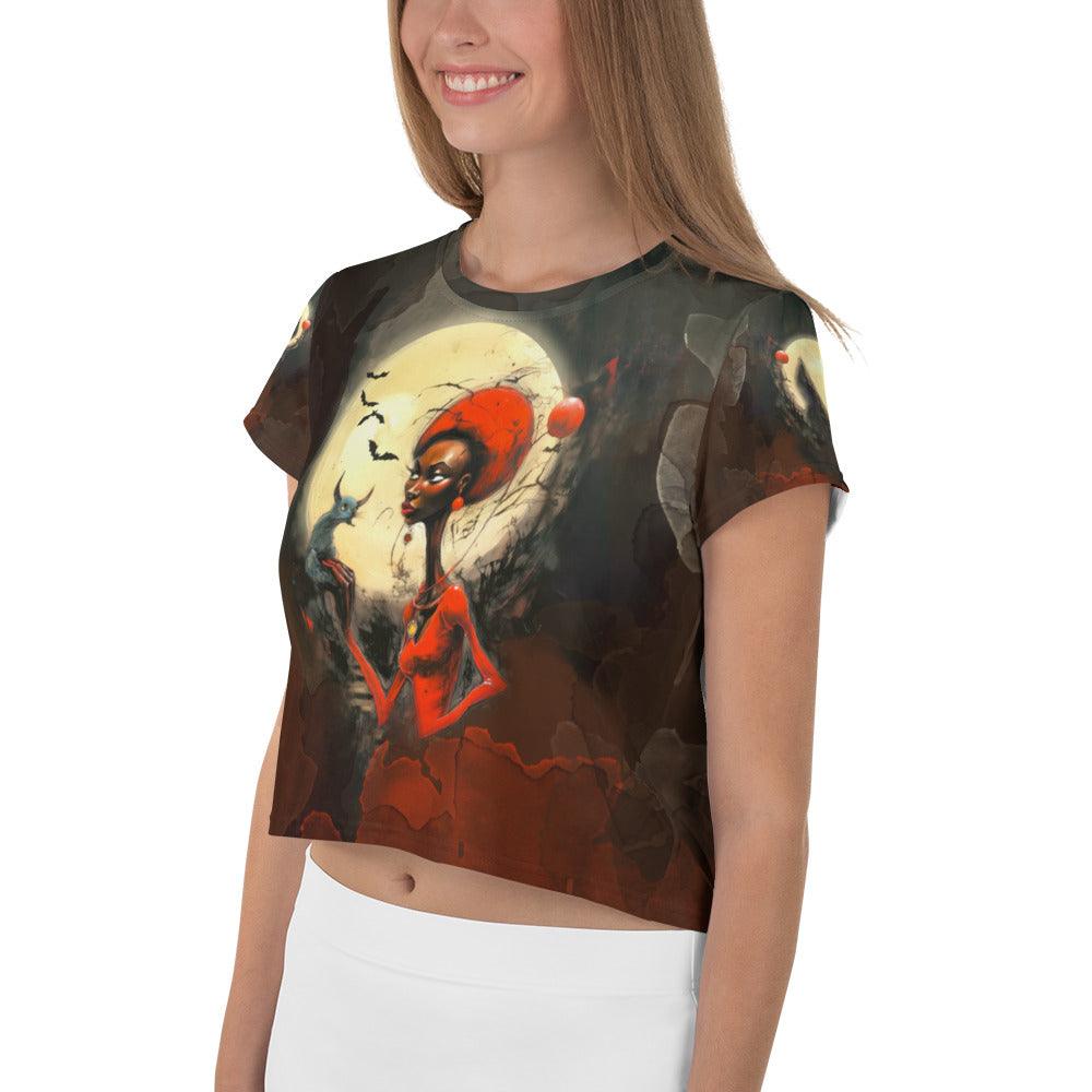 Skeleton Dance Party Women's All-Over Print Crop T-Shirt - Beyond T-shirts