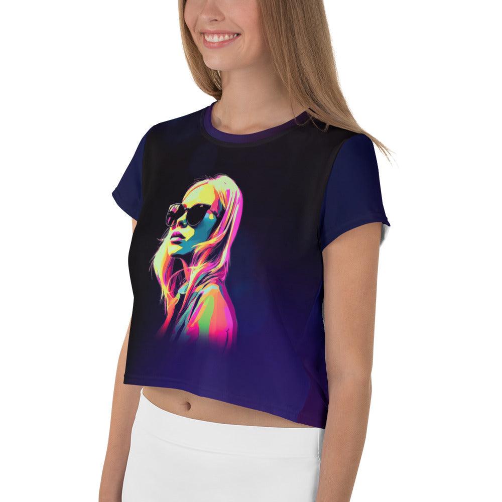 Abstract Artistry Women's All-Over Print Crop T-Shirt - Beyond T-shirts