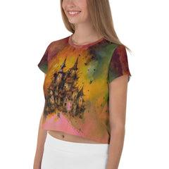 Zombie Zone Halloween Crop T-Shirt - Beyond T-shirts