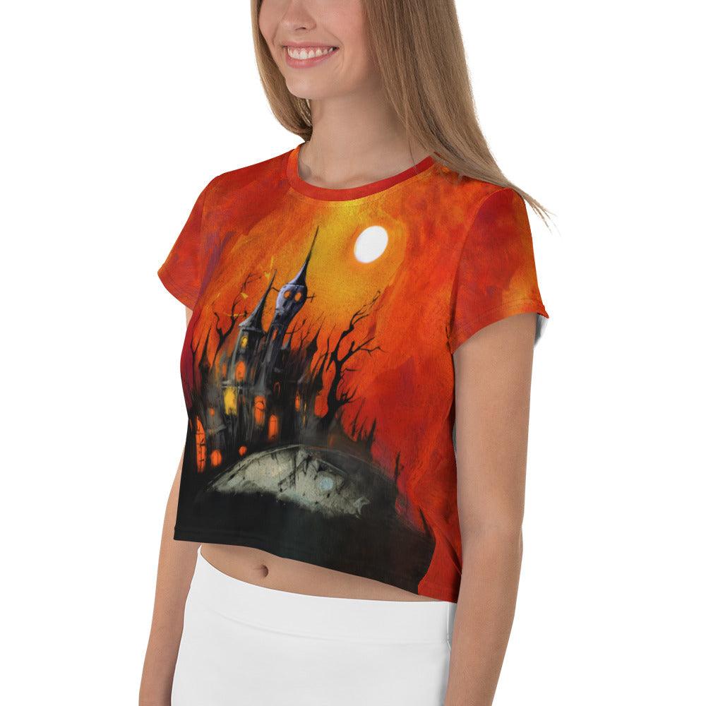 Candy Corn Chaos Halloween Crop T-Shirt - Beyond T-shirts