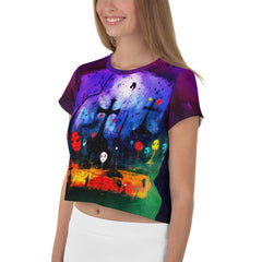 Vampire's Lair Halloween All-Over Print Crop T-Shirt - Beyond T-shirts