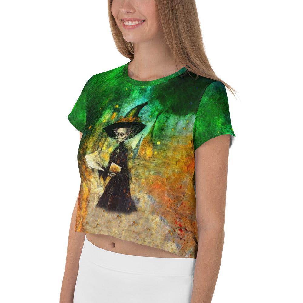 Bats in the Belfry Halloween Crop T-Shirt - Beyond T-shirts