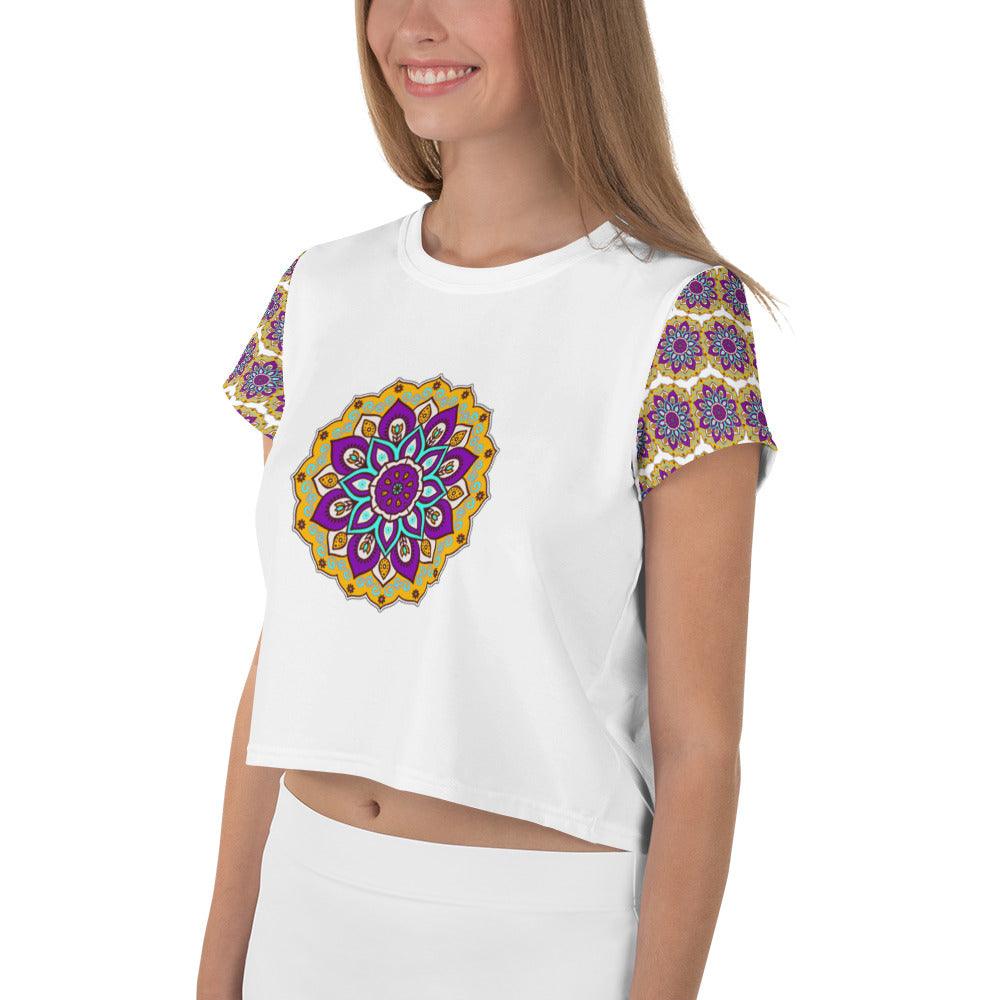 Lotus Blossom Mandala Crop T-Shirt - Beyond T-shirts