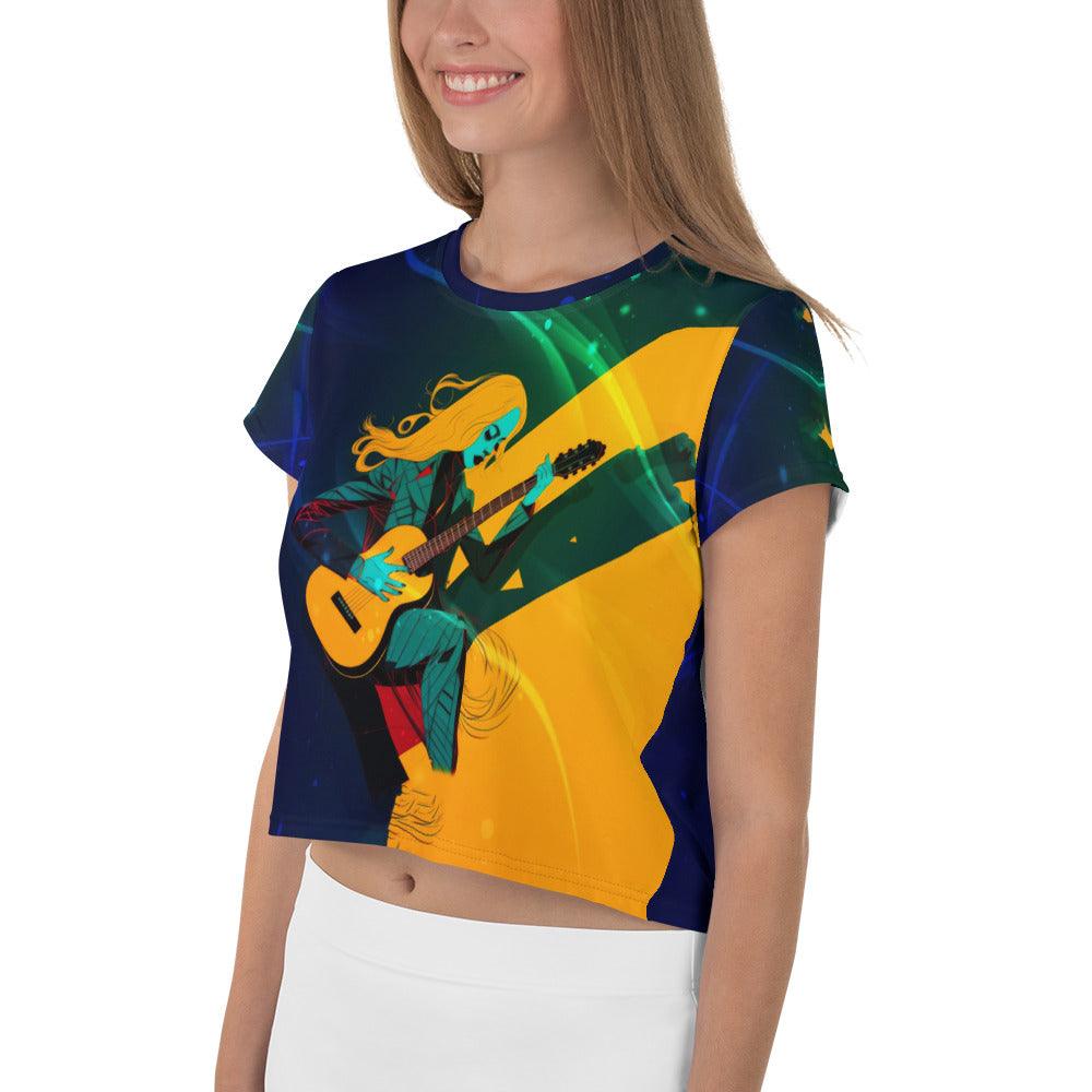 Groovy Melodies All-Over Print Crop T-Shirt - Beyond T-shirts