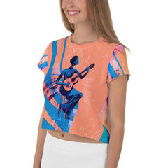 Vinyl Vibes All-Over Print Crop T-Shirt - Beyond T-shirts