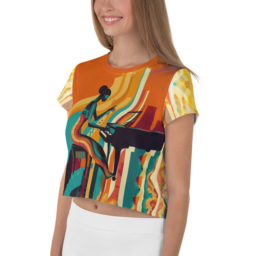 Record Spinner All-Over Print Crop T-Shirt - Beyond T-shirts