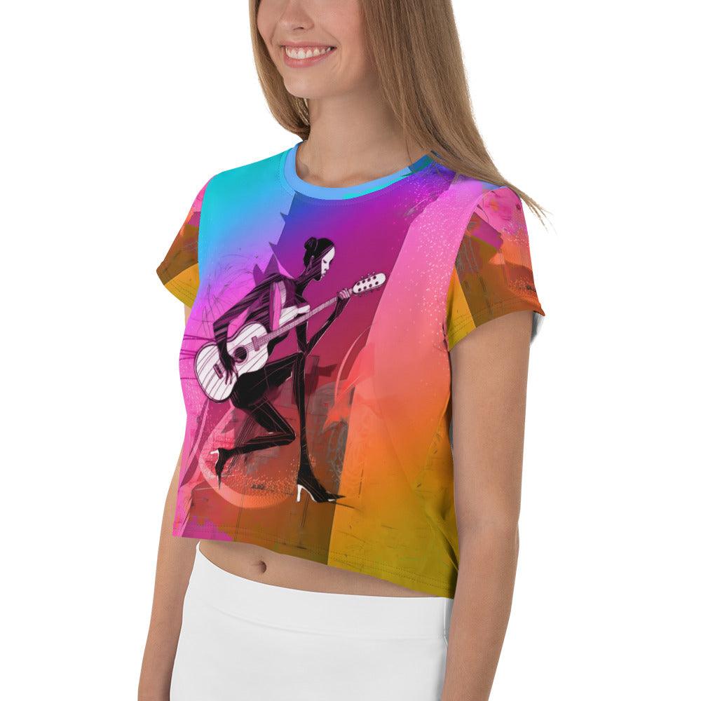 Folk Song All-Over Print Crop T-Shirt - Beyond T-shirts