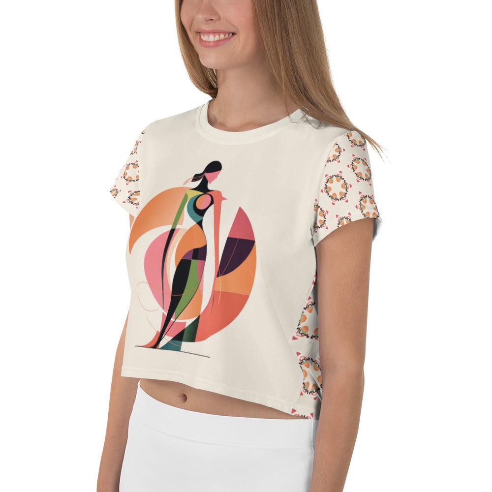 Artful Asymmetry All-Over Print Crop T-Shirt - Beyond T-shirts