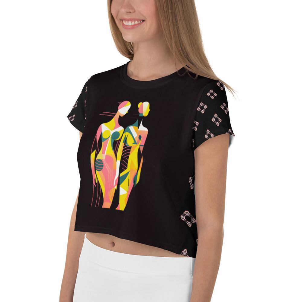 Artistic Fusion All-Over Print Crop T-Shirt - Beyond T-shirts