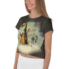 Moonlit Cemetery Elegance Crop Top - Beyond T-shirts