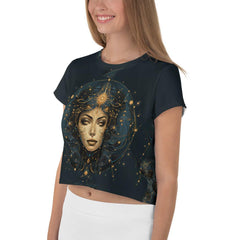 Harmony in Diversity: Abstract Women Painting Crop Tee - Beyond T-shirts