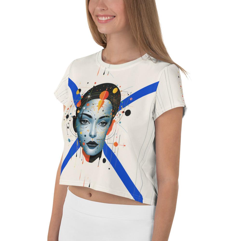 Feminine Energy in Abstract Beauty: Women's Crop Tee - Beyond T-shirts