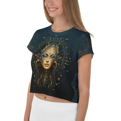 Empowerment in Abstraction: Women's Strength Crop Tee - Beyond T-shirts