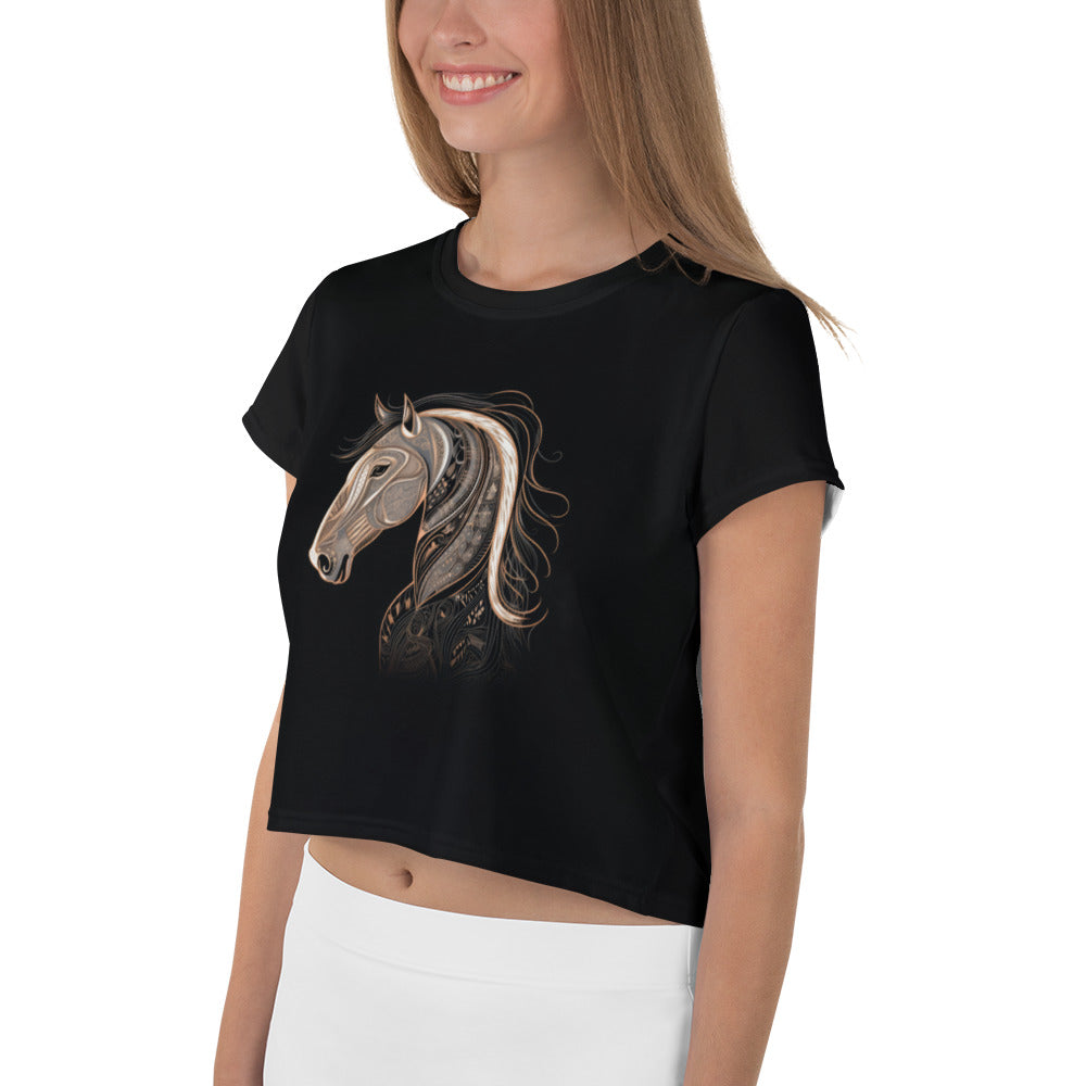 Majestic Macaw Mosaic Women's Crop T-Shirt