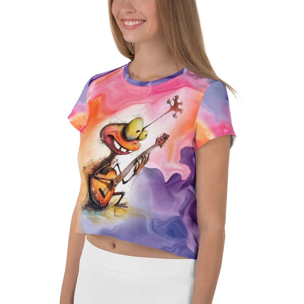 Women's Crop Top with Cartoonish Culinary Design