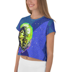 Pitched Petunia Panorama All-Over Print Crop Tee