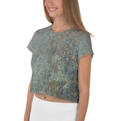 Futuristic Silver All-Over Print Crop Top