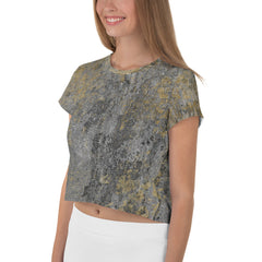 Galactic Silver All-Over Print Crop Top