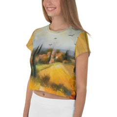 Coastal Sunset All-Over Print Crop T-Shirt