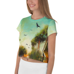 Waterfall Wonders Landscape Crop T-Shirt