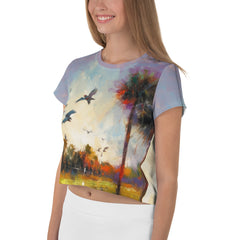 Coastal Sunrise Landscape Crop T-Shirt